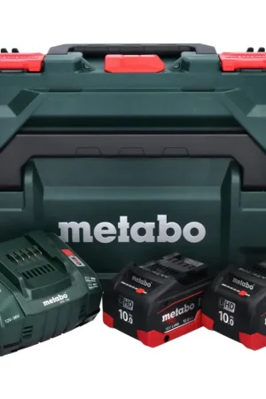 Kit de base Metabo - 2x Batteries LiHD 18 V 10,0 Ah batterie Li-Ion système CAS (685142000) + Chargeur ASC 145 AIR COOLED + metaBOX Dernière Chance