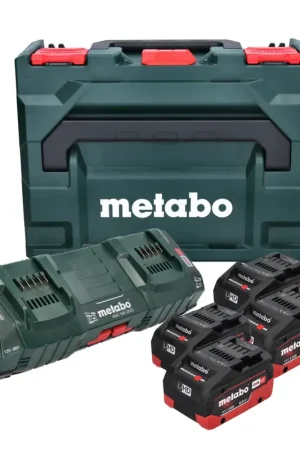 Solde Metabo Set de base: 4x Batteries Li-Power 8,0 Ah 18 V CAS Li-Ion + Chargeur double DUO ASC 145 + Coffret MetaBOX (685135000)