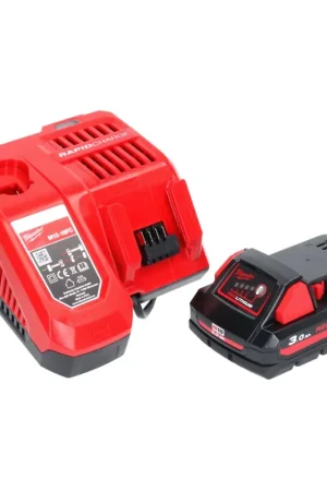 Prix Bas Milwaukee Set M18 NRG-301High Output: Batterie 3,0Ah 18V Li-Ion (4932471069) + Chargeur M12-18FC (4932451079)