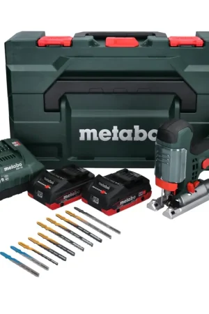 Affaire À Saisir Metabo STA 18 LTX 100 Scie sauteuse sans fil 18 V + 2x Batteries 4,0 Ah + Chargeur + Jeu de 10 lames de scie + Coffret metaBOX