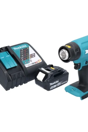Commander Maintenant Makita DHG 180 RM1 Pistolet air chaud sans fil 18 V 550 C + 1x batterie rechargeable 4,0 Ah + kit chargeur