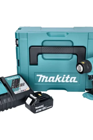 Makita DHG 180 RF1J Pistolet à air chaud sans fil 550 °C 18V + 1x Batterie 3,0Ah + Chargeur + Coffret Makpac Bon Plan