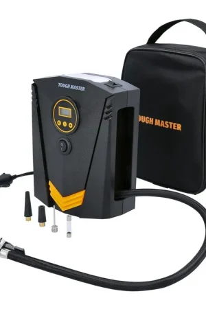 Expédié Aujourd'hui TOUGH MASTER Gonfleur de pneus digital 12 V, pour pneus de voiture et de vélo avec arrêt automatique, 3x embouts adaptateurs, 1x fusible de rechange ( TM-T110D )