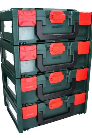 Metabo metaBOX 145 Set: 4x Coffrets 396x296x145mm, système empilable + 4x Inserts universels Top Vente