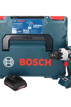 Bosch GSR 18V-150 C Professional Perceuse-visseuse sans fil 150 Nm Biturbo Brushless 18V + 1x Batterie ProCORE 4,0 Ah + Coffret L-Boxx - sans chargeur Offre Limitée
