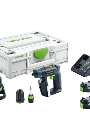 Festool CXS Li 2.6 Plus Perceuse-visseuse sans fil 10,8 V 16 Nm (576094) + 2x Batteries 2,6 Ah + Chargeur + Embout d'angle + Coffret - successeur de 564532 Usine Directe