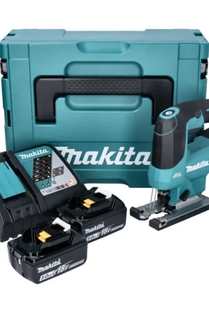 Solde Makita DJV184RTJ Scie sauteuse sans fil 18V Brushless + 2x Batterie 5,0Ah + Chargeur + Coffret Makpac