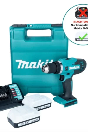 Remise Makita DF488DWE Perceuse-visseuse sans fil 42 Nm 18V G-Serie + 2x Batteries 1,5 Ah + Chargeur + Coffret