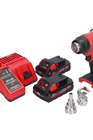 Milwaukee M18 BHG-302 Pistolet à air chaud sans fil 18 V 470 °C + 2x batterie 3,0 Ah + chargeur Nouveauté
