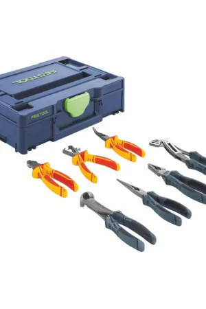 Festool Systainer SYS3 M 112 ZA pour Pinces - Set de 8 Pinces : Pince à tube, Pince combinée, Pince à pompe à eau, Pince à coupe diagonale, Pince à bec plat, Pince à dénuder, Pince à sertir + Systainer Prix Cassé