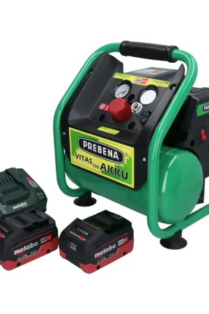 Prebena VITAS 100-AKKU Compresseur 5 l 8 bar 18V CAS Brushless Solo + 2x Batteries 5,5 Ah + Chargeur Marque