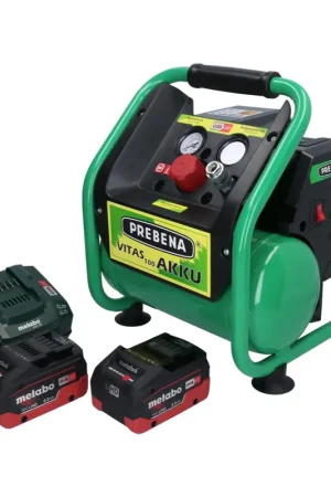 Prebena VITAS 100-AKKU Compresseur 18 V 5 l 8 bar CAS Brushless + 2x batterie rechargeable 8,0 Ah + kit chargeur de batterie Livraison Express