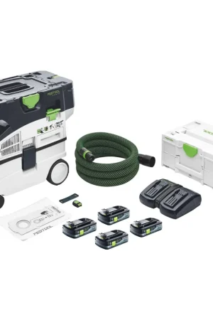 Festool CTLC MIDI Aspirateur sans fil 36 V ( 2x 18 V ) classe de poussière L + 4x batterie 4,0 Ah + chargeur + Systainer Quantité Limitée