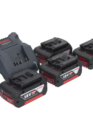 Prix Cassé Bosch GAL 18V-20 Chargeur de batterie 10,8 - 18 V 2 A ( 2607226281 ) + 4x GBA 18 V 5,0 Ah batterie ( 4x 2607337069 )
