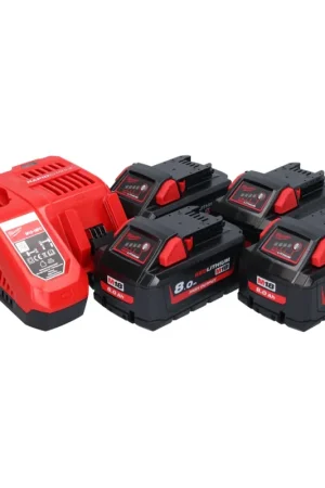 Haute Qualité Milwaukee M18 HNRG-804 Batterie Starter Set High Output 18 V + 4x HB8 Batterie 8,0 Ah ( 4x 4932471070 ) + M12-18 FC Chargeur ( 4932451079 )