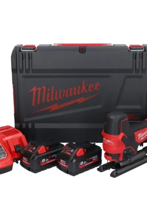 Scie sauteuse Milwaukee M18 FBJS-802X batterie 18 V brushless + 2x batterie 8.0 Ah + chargeur + boitier HD Nouveauté