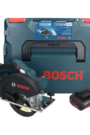 Produit De Marque Bosch GKM 18V-50 Professional Scie circulaire portative pour le métal sans fil 18 V 136 mm Brushless + 1x batterie 5,0 Ah + L-Boxx - sans chargeur