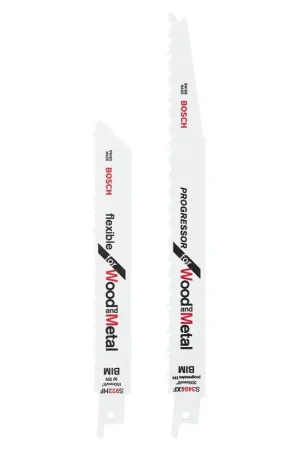 Expédition Rapide Bosch Progressor & Flexible for Wood and Metal Jeu de lames de scie sabre BIM 2 pces ( 260925C110 ) 150 / 200 mm pour le bois et le métal