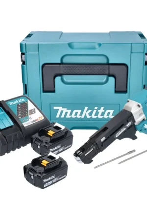 Promotion Makita DFR551RFJ Visseuse automatique sans fil 25-55mm Brushless 18V + 2x Batteries 3,0Ah + Chargeur + Coffret Makpac