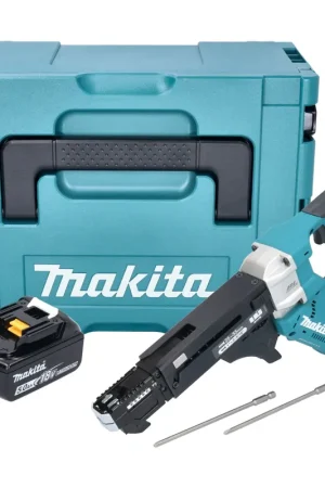 Bon Marché Makita DFR551T1J Visseuse automatique sans fil 25-55mm Brushless 18V + 1x Batterie 5,0Ah + Coffret Makpac - sans chargeur