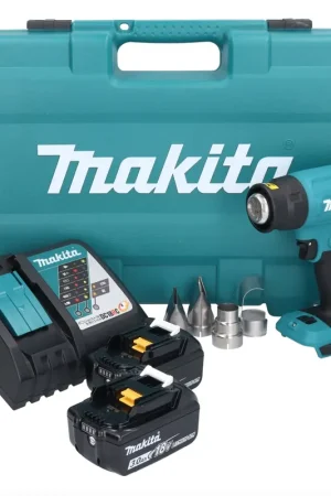 Super Prix Makita DHG181RFK Décapeur thermique sans fil 150 - 550°C 18V + 2x Batteries 3,0Ah + Chargeur + Coffret
