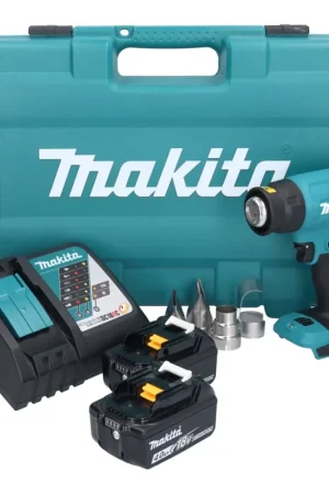 Dernier Modèle Makita DHG 181 RMK Pistolet air chaud sans fil 18 V 150 - 550C + 2x batterie rechargeable 4,0 Ah + chargeur + Coffret