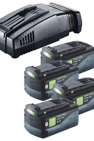 Dernier Modèle Festool Set Énergie : 4x Batteries BP 18 Li 5,0 ASI EU 5,0Ah 18V + Chargeur SCA 16 10,8V-18V (4x 577660) (576953)