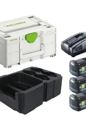 Prix Bas Festool Energie Set 3x BP 18 Li 5,0 ASI EU Pack de batteries 18 V 5,0 Ah ( 3x 577660 ) + SCA 16 chargeur rapide 10,8 V - 18 V ( 576953 ) + Systainer