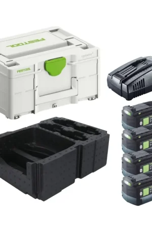 Festool Energie Set 4x BP 18 Li 5,0 ASI EU Pack de batteries 18 V 5,0 Ah ( 4x 577660 ) + SCA 16 chargeur rapide 10,8 V - 18 V ( 576953 ) + Systainer Populaire
