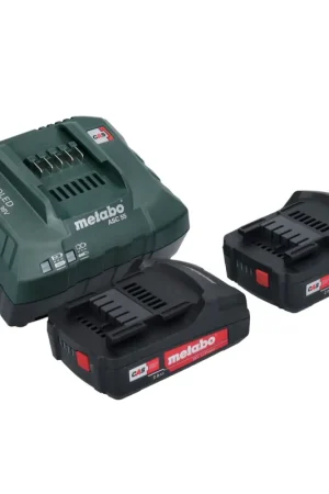 Metabo Basic Set 2x batterie Li-Power 18 V 2.0 Ah CAS Li-Ion ( 2x 625596000 ) + chargeur ASC 55 AIR COOLED 12 - 36 V( 627044000 ) Prix Cassé