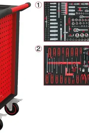 Produit De Marque KS TOOLS RACINGline Servante d'atelier NOIR/ROUGE avec 7 tiroirs et 515 outils d'excellente qualité ( 826.7515 )