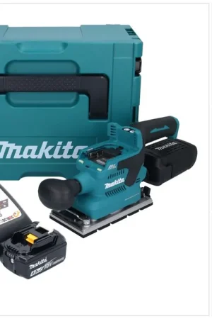 Soldes Makita DBO 381 RM1JU Ponceuse vibrante sans fil 18 V 93 x 185 mm Brushless + 1x batterie 4,0 Ah + chargeur + Makpac