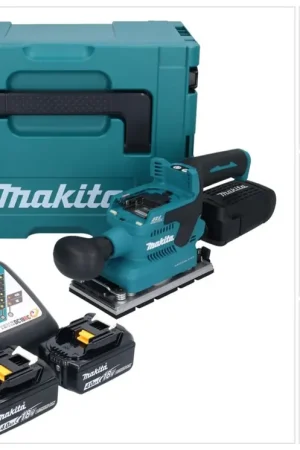 Pas Cher Makita DBO 381 RMJU Ponceuse vibrante sans fil 18 V 93 x 185 mm Brushless + 2x batterie 4,0 Ah + chargeur + Makpac