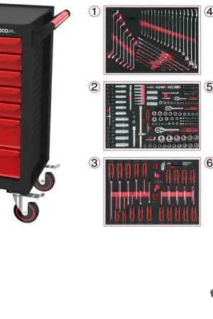 KS TOOLS ECOline Servante d'atelier NOIR/ROUGE avec 7 tiroirs et 598 outils d'excellente qualité ( 897.7598 ) Dernière Chance
