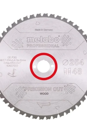 Metabo Precision Cut Wood - Professional Lame de scie circulaire 254 x 30 mm Z48 ( 628221000 ) WZ 5 NEG Retour Gratuit