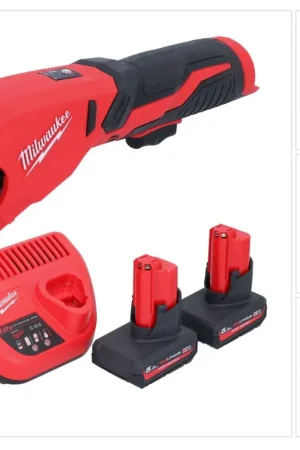 Vente Directe Milwaukee M12 PCSS-502 Coupe-tubes inox sans fil 12 V 12 - 28 mm + 2x batterie 5,0 Ah + chargeur