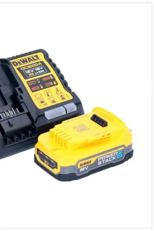 Prix Réduit DeWalt DCB 1104 E1 Kit de démarrage sans fil 12 V / 18 V 1x batterie Powerstack 1,7 Ah + chargeur DCB 1104