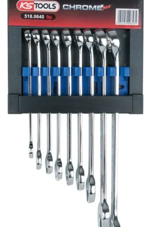 KS TOOLS Jeu de clés mixtes inclinées CHROMEplus, 9 pcs ( 518.0640 ) Populaire