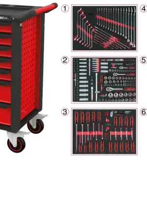 KS TOOLS RACINGline Servante d'atelier NOIR/ROUGE avec 7 tiroirs et 598 outils d'excellente qualité ( 826.7598 ) Expédition Rapide