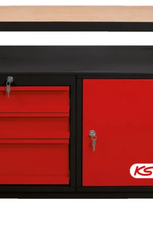 Meilleure Vente KS TOOLS Etabli d'atelier 1porte,3 tiroirs,roues 840x1200x600mm ( 865.0101 )