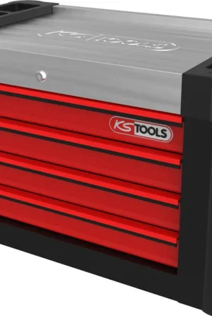 Pas Cher KS TOOLS Coffre de servante d'atelier PERFORMANCEplus P10TC, 4 tiroirs, noir/rouge ( 873.0004 )