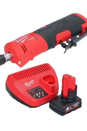 Meuleuse droite à batterie Milwaukee M12 FDGS-601 12 V 6 / 8 mm sans balais + 1x batterie 6,0 Ah + chargeur Populaire
