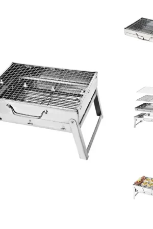 Toolbrothers Outdoor portable charbon de bois barbecue en acier inoxydable pour le camping montage sans outils 43 x 29 x 23 cm Argent Smoker BBQ Pit Grill Prix Bas