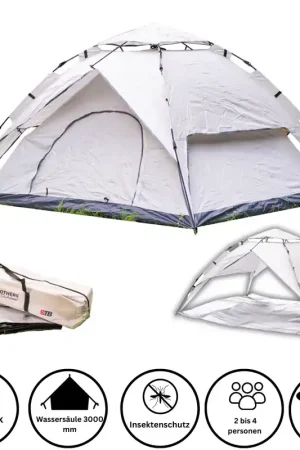 Offre Limitée Toolbrothers Outdoor Camping Tente pour 2-4 personnes Tente dôme hydraulique Tente pop-up Etanche, 2000 mm colonne d'eau + matelas isolant