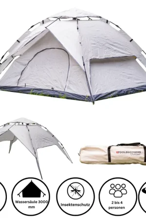 Toolbrothers Outdoor Camping Tente pour 2-4 personnes Tente dôme hydraulique Tente Pop-Up Etanche, 2000-3000 mm Wassersule Réduction