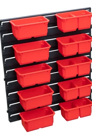 Prix Réduit Qbrick System Container Set Nr. 3 Paroi d'atelier 39 x 35 cm avec 10 étagères pour PRO Organizer 100 Expert / 200 Expert / PRO Drawer 3