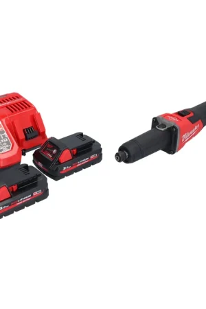 Milwaukee M18 FDGRB-302 meuleuse droite sans fil 18 V 50 mm sans brosse + 2x batterie 3,0 Ah + chargeur + kit chargeur de batterie Seulement Aujourd'hui