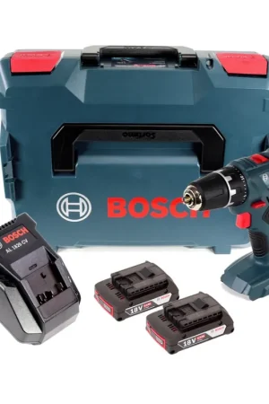Bosch Professional GSR 18 V-21 Perceuse-visseuse sans fil + Boîtier L-Boxx + 2x Batteries GBA 18V 2,0 Ah + Chargeur AL 1820 CV ( 0 601 9E6 100 ) Usine Directe