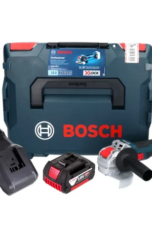 Usine Directe Bosch GWX 18V-7 Professional Meuleuse angulaire sans fil 18 V 125 mm Brushless X-LOCK + 1x batterie 4,0 Ah + chargeur + L-Boxx