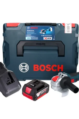 Promotion Bosch GWX 18V-7 Professional Meuleuse angulaire sans fil 18 V 125 mm Brushless X-LOCK + 1x batterie 5,0 Ah + chargeur + L-Boxx